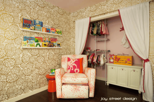 floral pink and orange nursery 2