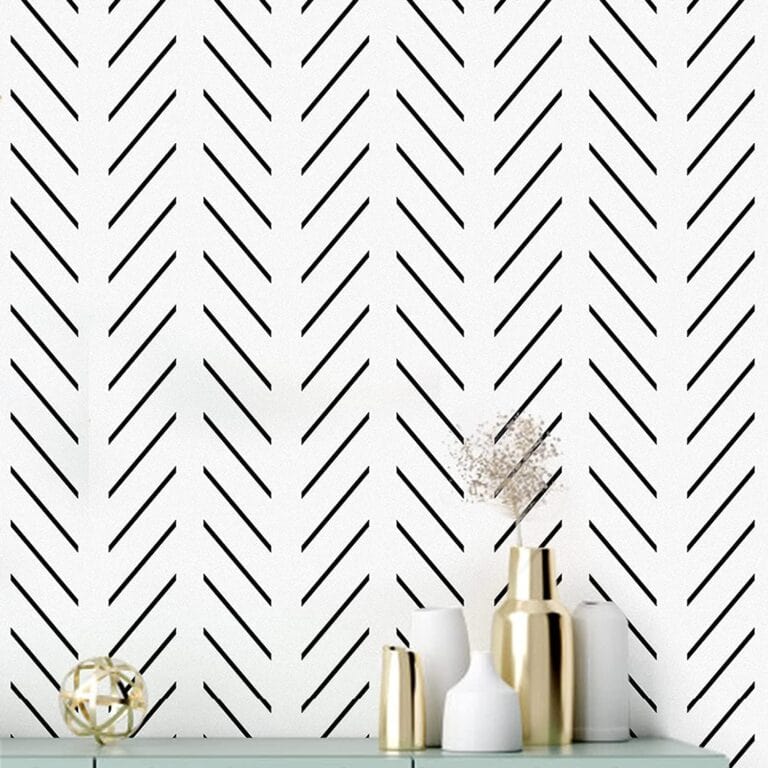 Black and White Peel and Stick Wallpaper Modern Herringbone Contact Paper