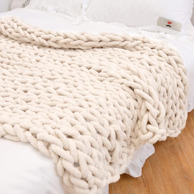 Chunky Knit Throw Blanket Soft Chenille