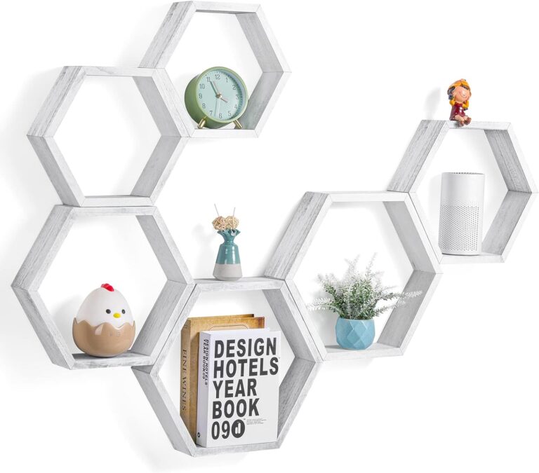 Hexagon Floating Shelves Wall Mounted Set of 6 Honeycomb Shelves