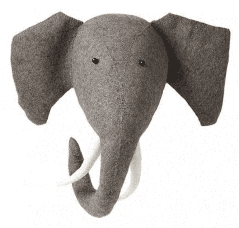 Large Felt Elephant Head