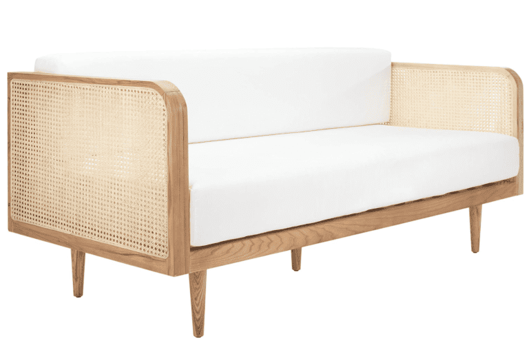 Mid-Century Natural and Beige Rattan Daybed