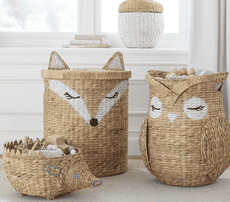 Shaped Fox Rattan Storage Hampers