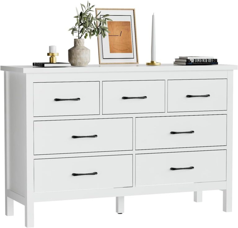 White Dresser for Bedroom-7 Drawer