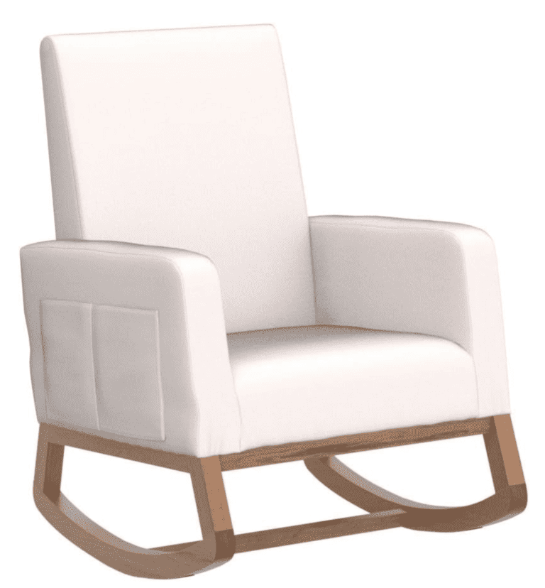 VINGLI Mid Century Nursery Rocker Cream Rocking Chair