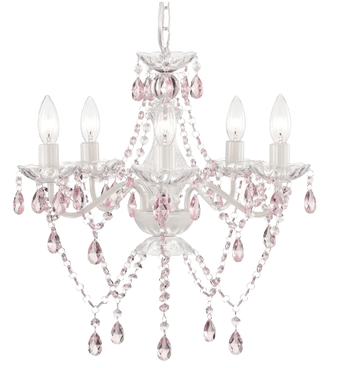 Antique House White Chandelier Pink Acrylic