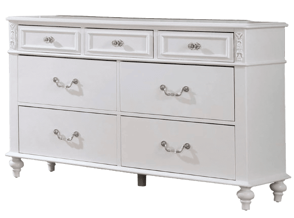 Simple relax Wooden Chest with 7 Drawers Dresser, White