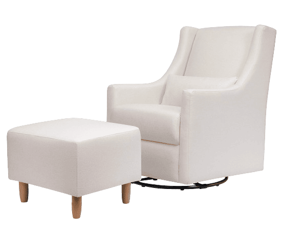 Babyletto Toco Upholstered Swivel Glider and Stationary Ottoman in Performance Cream