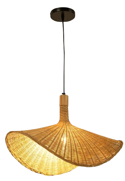 DYNAMI Rustic Woven Bamboo Pendant Light Fixture