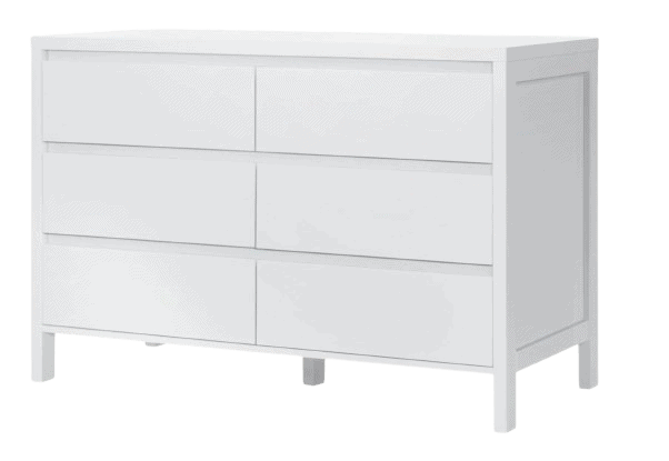 Vikiullf White 6 Drawer Dresser