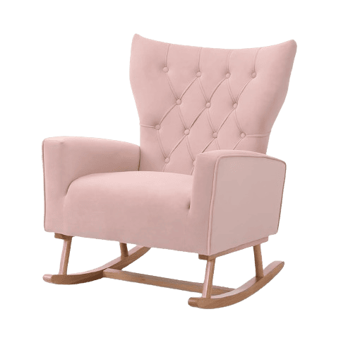 Rophefx Velvet Nursery Rocking Chair, Pink