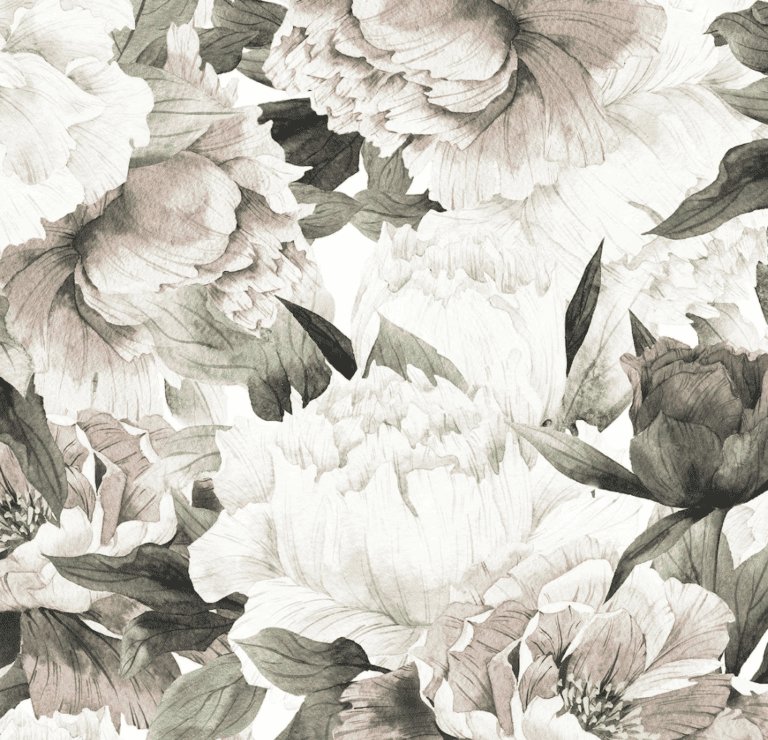 Blush Floral Wallpaper - Vintage Mural | Watercolor Wallpaper Etsy