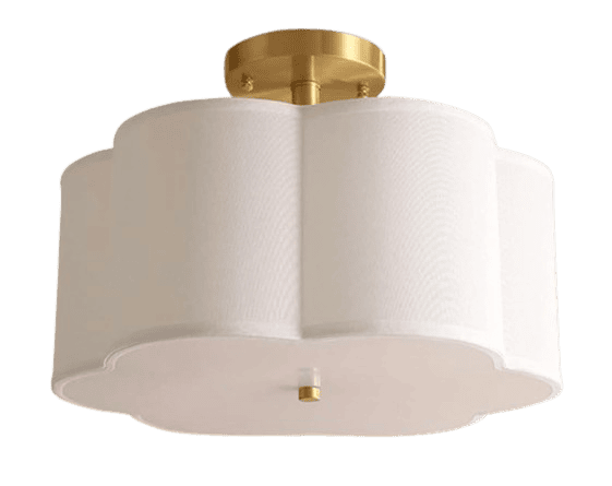 European Style Retro Ceiling Lamp Full Copper Fabric Shade Ceiling Light