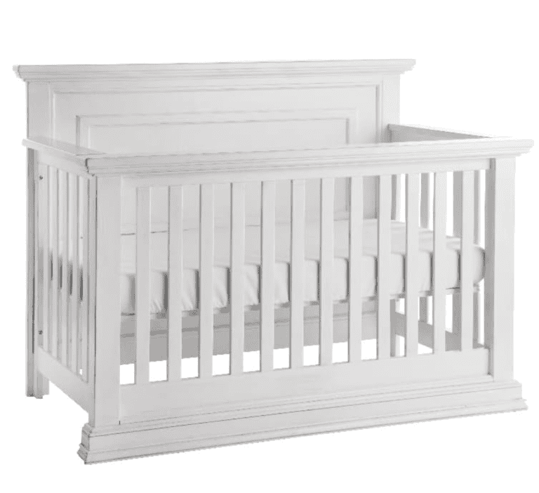 Pemberly Row Forever Traditional Wood Crib in Vintage White Finish