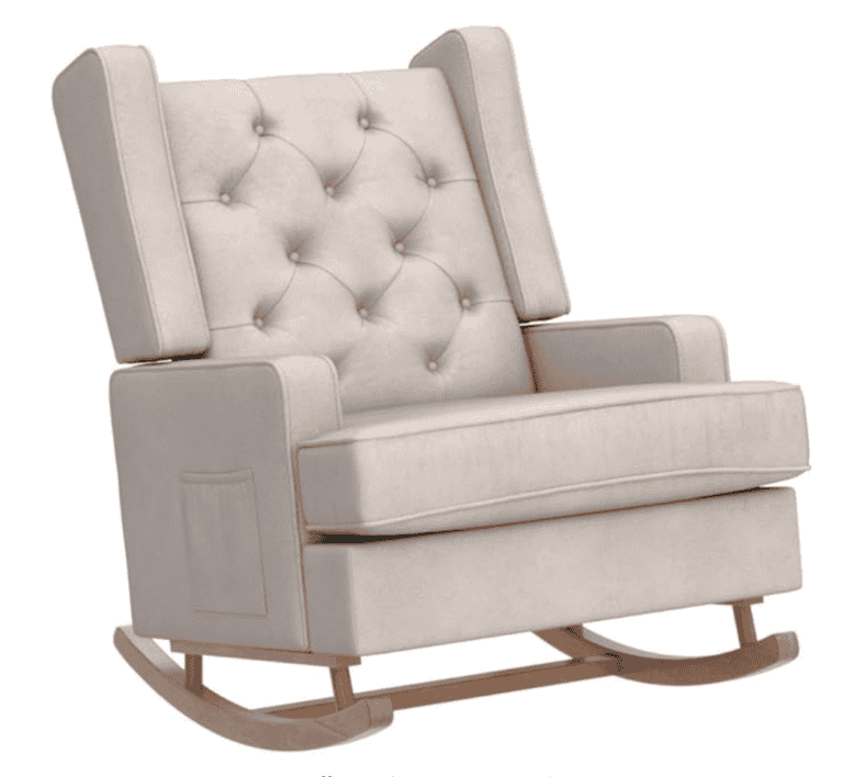 Rocking Chair Nursery,Upholstered Glider Chair for Nursery,Mid Century Modern Beige