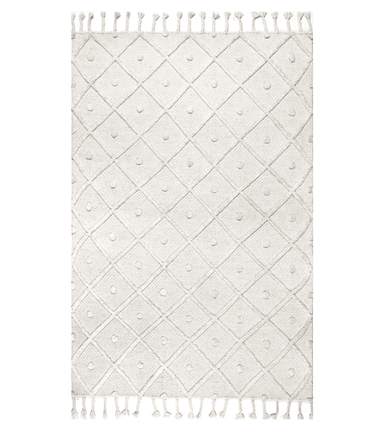 nuLOOM Jinny Moroccan Wool Tasseled Area Rug, 5x8, Ivory