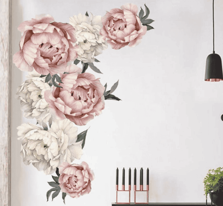 Peony Flowers Wall Sticker Waterproof PVC Peony Rose Flowers Wall Decals