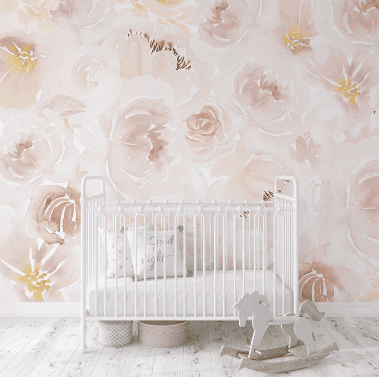 Soft Blush Watercolor Peony Mural Etsy