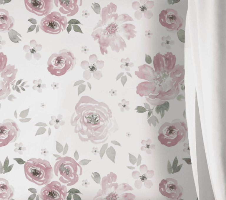 Watercolor Flowers Wallpaper Peel and Stick Pink