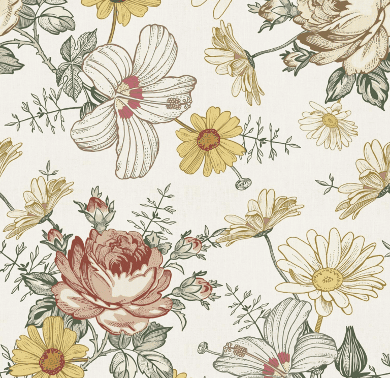 Zeeko Floral Peel and Stick Wallpaper Beige Vintage Wallpaper